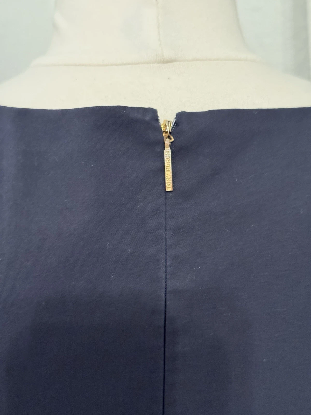Abito tubino donna Tory Burch blu navy senza maniche con zip posteriore taglia 4 us intime ottimeioni cond
