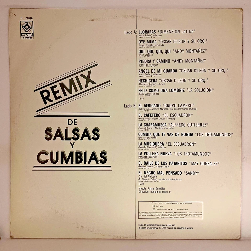 REMIX DE SALSAS Y CUMBIAS, FEAT. LOS TRATAMUNDOS, 1985 MEXICAN 12" EP SEXY COVER - Image 2 of 4