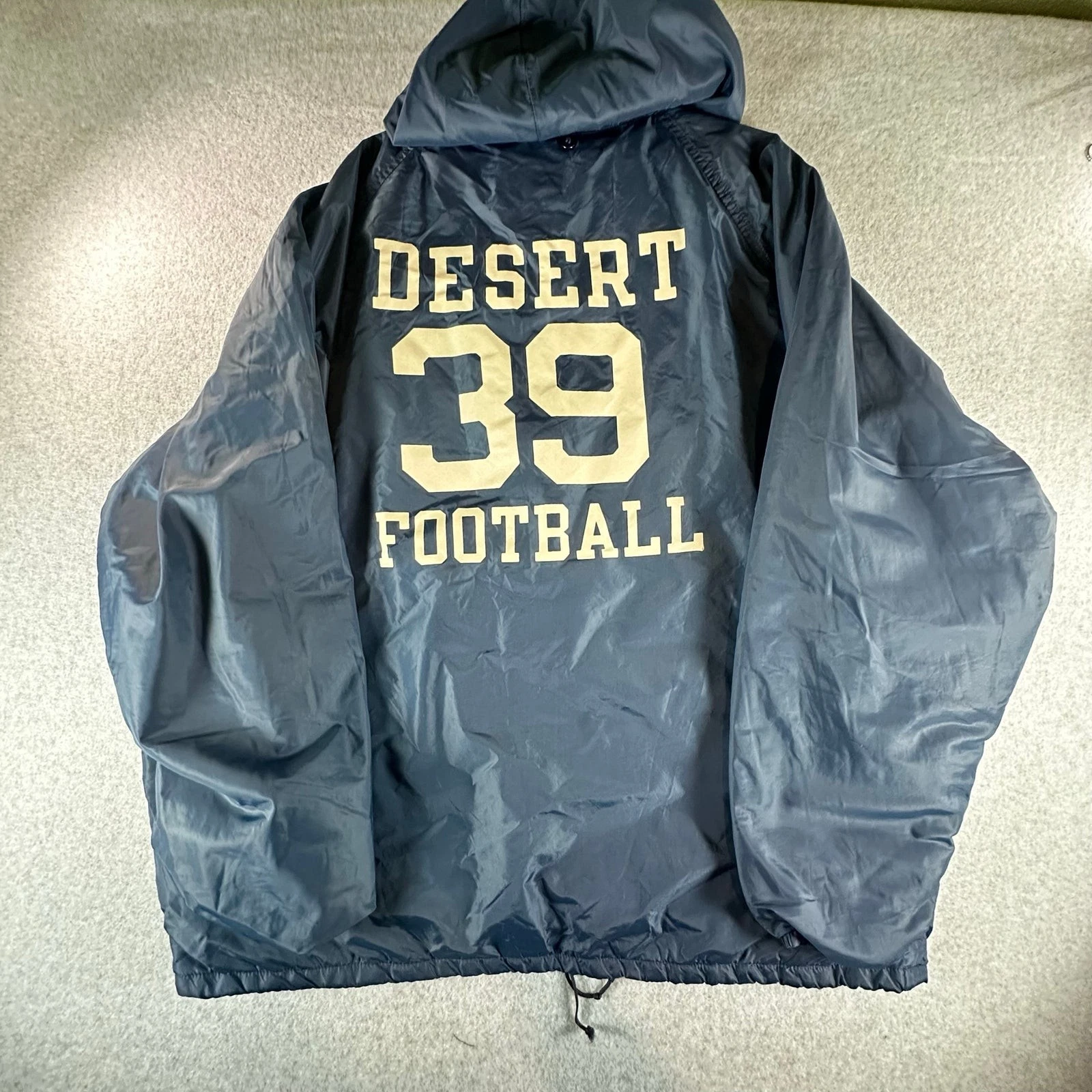Vintage 60s Champion Navy Nylon Coach Jacket Desert 39 Football Made USA XL image 13