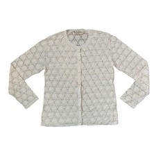 VTG hand crotcheted cream bottom down cardigan coquette boho S lace soft