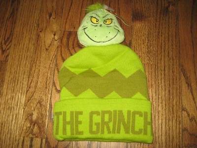 Dr. Seuss How The Grinch Stole Christmas! Grinch Plush Beanie Hat New With Tags!