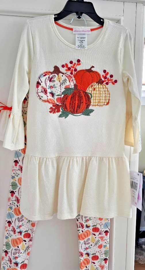 Bonnie Jean Girls 6X Mixed Print Autumn Pumpkin Leggings Set New w Tags
