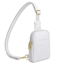 Travel Crossbody Sling Bags Women Vegan Leather Purses Fanny Packs Small White