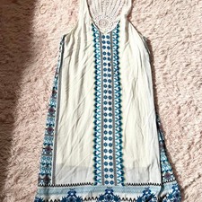 Bohemian Fairy Core Whimsical Peasant Chic Floral Trim Crotchet Lace Shift Dress