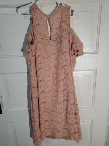 Monteau Los Angeles Light Peach Floral Dress 40s Vintage Style Mini Cold Shouldr - Picture 5 of 8