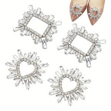 1box 4pcs 2 style Alloy Rhinestone Shoe tions Detachable Shoe Buckle