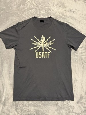 USATF Nike TEE Athletic Cut Shirt Grey Short Sleeve Swoosh USA Track Field Large