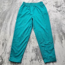 Vintage Basic Editions Pants Womens L Blue Pull On High Rise Tapered Leg Pockets