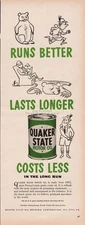 1950 Quaker State Oil Refining Oil City PA Rins Better Lasts Longer print ad