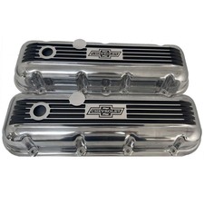 Big Block Chevy Polished Finned Valve Covers Chevrolet Bowtie Logo - Ansen Usa