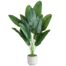 Artificial Bird of Paradise Plant 28inch, Faux Strelitzia Fake Tropical Tree wit