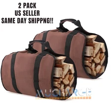 1-2 pcs Brown Fireplace Wood Carry Bag Firewood Log Bag Waterproof 39" x 18"