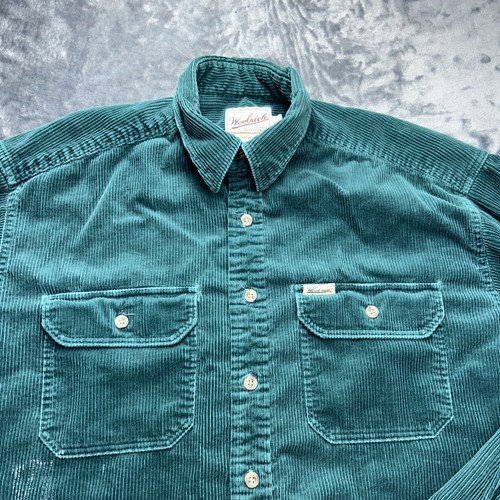 Camisa Woolrich De Colección Para Hombres Grande Verde Pana Abotonada Ropa de Trabajo EE. UU. - Imagen 3 de 7
