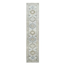 2'8"x14'1" Habor Haze Gray Zoroastrian Village Design Oriental Runner Rug R84830