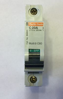 Merlin Gerin Multi 9 Breaker, 1 Pole,  B 20A, C60 (New)
