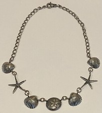 Beautiful Sterling Silver 925 Coastal Seashell Starfish Statement Necklace