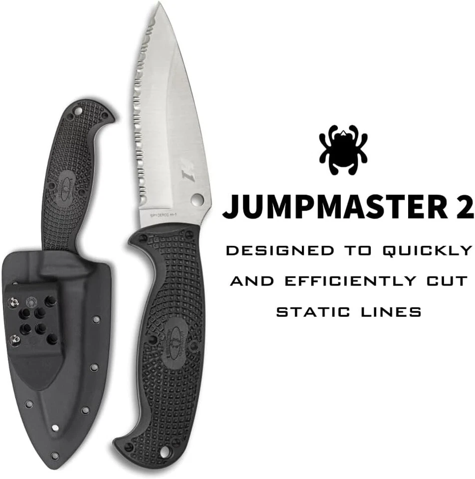 Spyderco Jumpmaster 2 FRN Black SpyderEdge 4.47" Fixed Blade Knife FB24SBK2 - Image 2 of 4