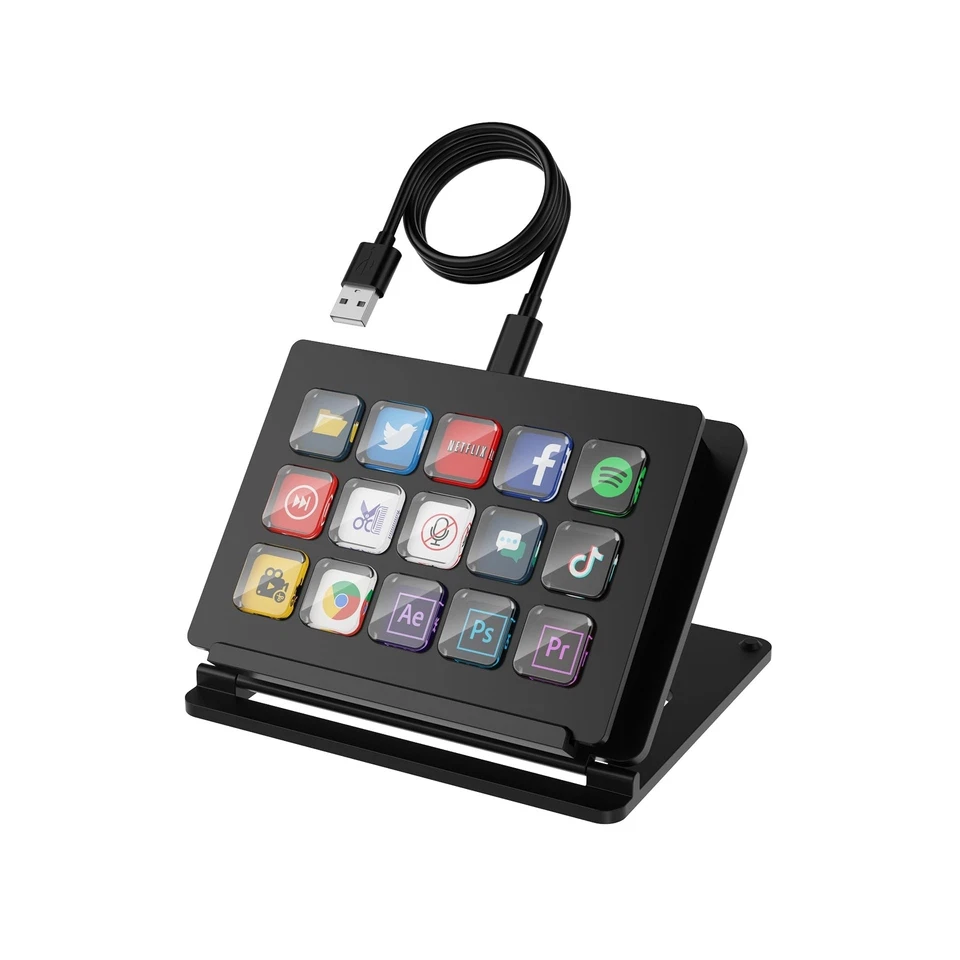 LCD Shortcut Stream Controller 15 Tasten Konsole + 4K HDMI Video Capture Card - Bild 2 von 4