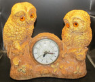 Vintage Chalkware Double Owl TV Mantle Clock Full Working Condition Lanshire — photo 1