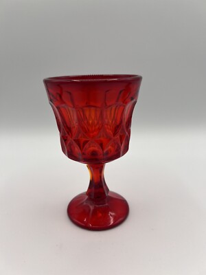 Vintage Noritake Perspective Ruby Red Glass Wine Goblet, Thumbprint, Glows