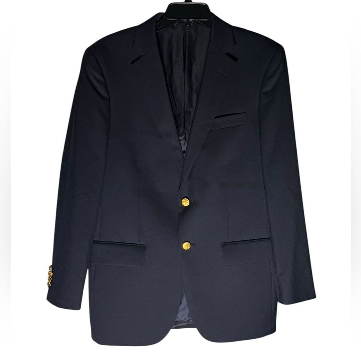 Brooks Brothers Madison Fit Navy Blue Blazer 38s Gold Brooks Brothers Madison Fit Navy Blue Blazer 38s Gold