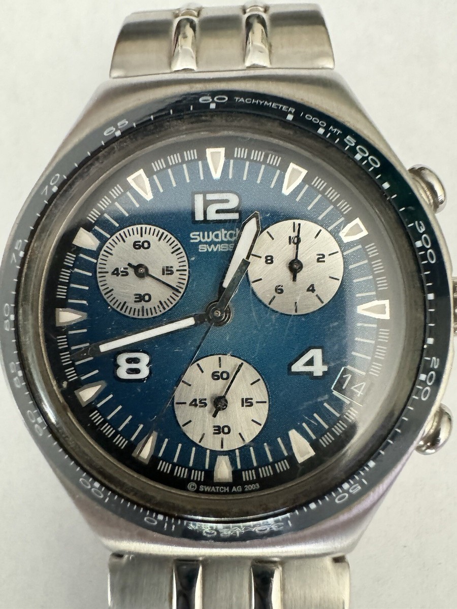 Swatch Irony Chronograph Blue Stainless Steel Swiss Watch | eBay