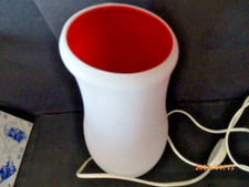 IKEA "Mylonit" Tischleuchte Glas weiß/rot H:32cm D:13cm Handmade