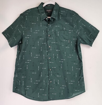 Eddie Bauer Shirt Mens Large Green Arrow Classic Fit Casual Preppy Dad Core