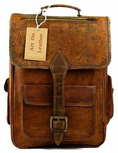 Leather Bag from India Goat Backpack Rucksack Vintage Laptop Brown Messenger - Picture 1 of 6