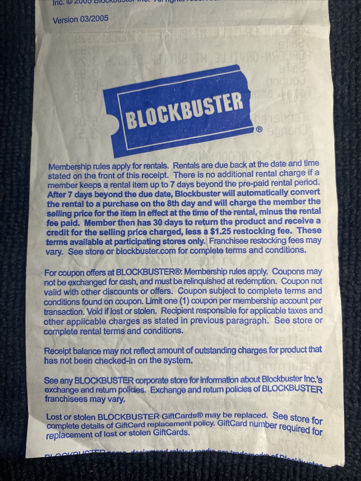 Blockbuster Video Receipt Vintage Rare 2006 California | eBay