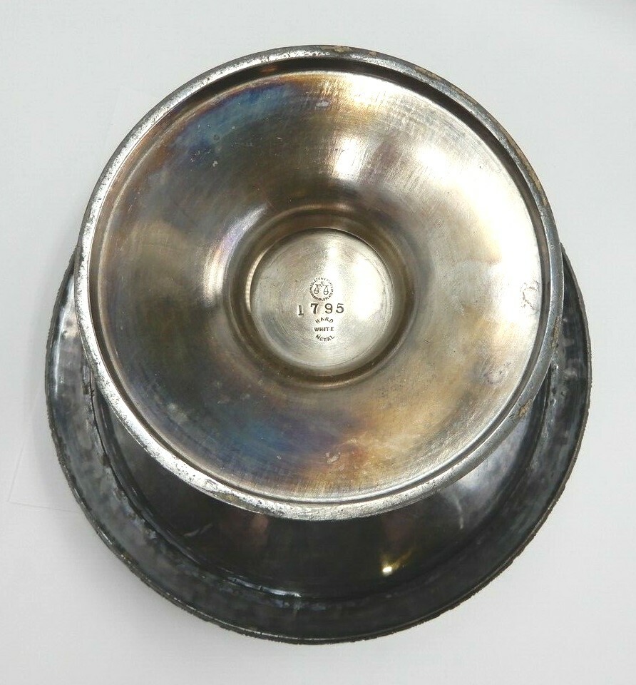 ANTIQUE MIDDLETOWN PLATE CO QUADRUPLE SILVER HARD WHITE METAL 1795 BRIDES BASKET