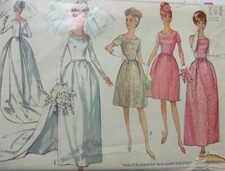 Vtg 60's Simplicity 6353 WEDDING DRESS w/ DETACH TRAIN Sewing Pattern Women Sz12