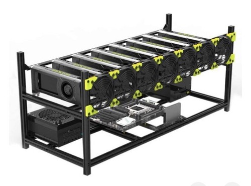 VEDDHA V4D Aluminum Stackable 8-Bay Mining Rig Case, Open Air Frame w/Fan Mounts