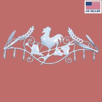 6 Hook Wrought Iron White Rooster | Renovator's Supply on sale 6 Hook Wrought Iron White Rooster | Renovator's Supply on sale
