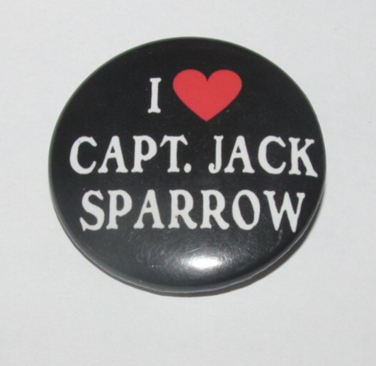 Disney Pirates Of The Caribbean I Love Captain Heart Capt. Jack Sparrow Pin 1.5"