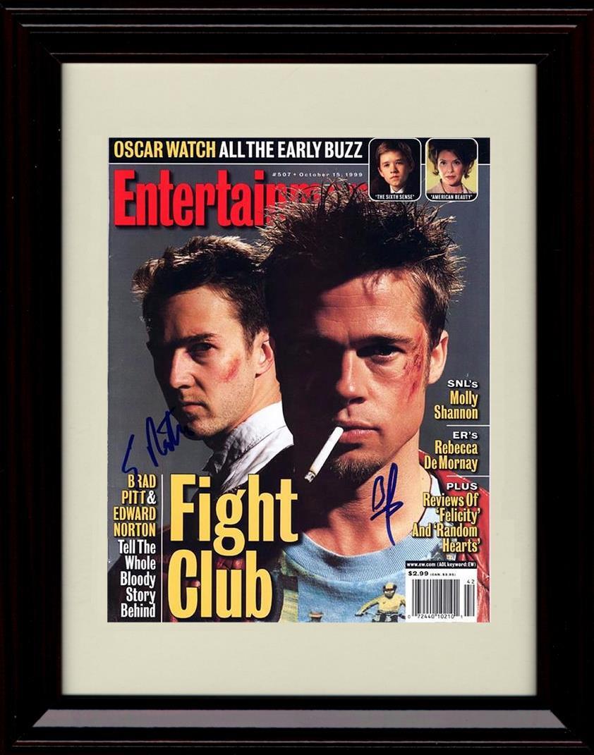 Unframed Brad Pitt and Edward Norton Autograph Promo Print Fight Club
