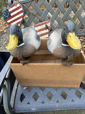 Pair of Vintage Sport Plast Duck Decoys   Mallards - Made in Italy