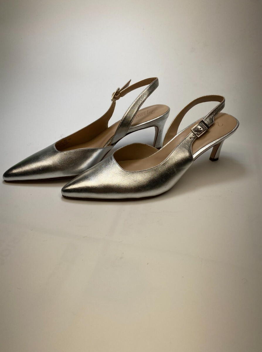 27 Edit Naturalizer Womens Felicia Silver Leather Slingback