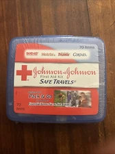 Johnson 70 Pc Safe Travels Portable Emergency First Aid Kit Red Cross Case Box