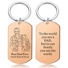 Personalised Engraved Photo Keyring for Dad Grandpa Birthday Anniversary Gift