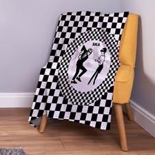 Image of Ska Black and White Check Design Soft Fleece Throw Blanket