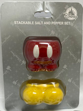 NIB Disney Parks Mickey Mouse Pants & Shoes Stackable Salt & Pepper Shaker Set