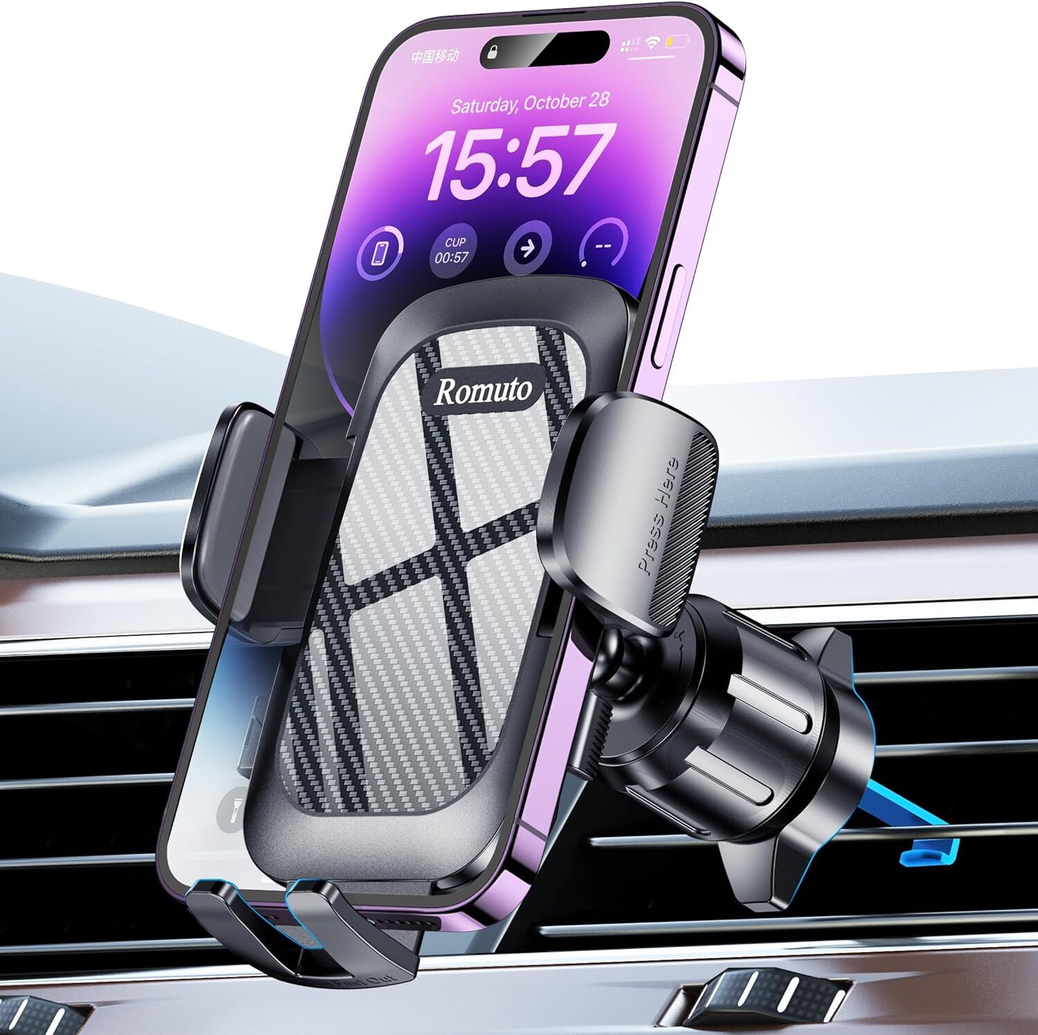 Car Phone Holder Mount 36mm Longer Metal Hook Clip Phone Holder for Car Vent