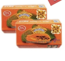 Lot of 2 Asantee Papaya & Honey Soap Herbal Lightening Thailand 125g 