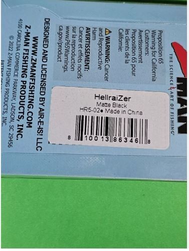 One Z-MAN HELLRAIZER 5/8OZ HR5-02 Matta Black Brandneu in Fabrikverpackung - Bild 5 von 6