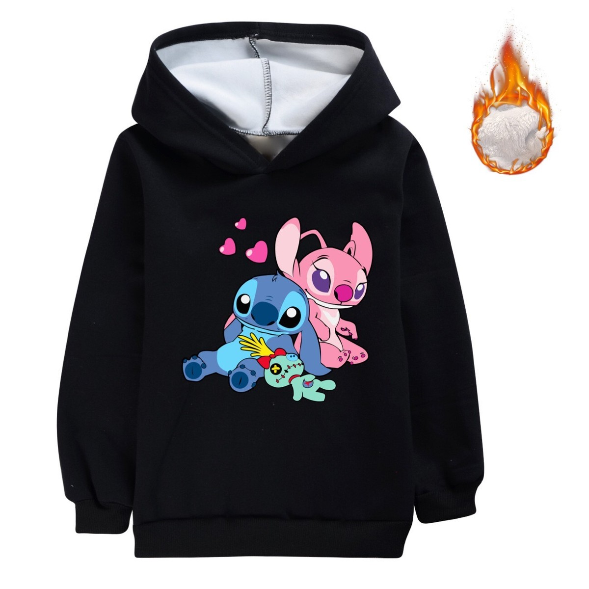 Stitch5-13 Year Old Girl's Hoodie Boy with Thick and Non Inverted Velvet