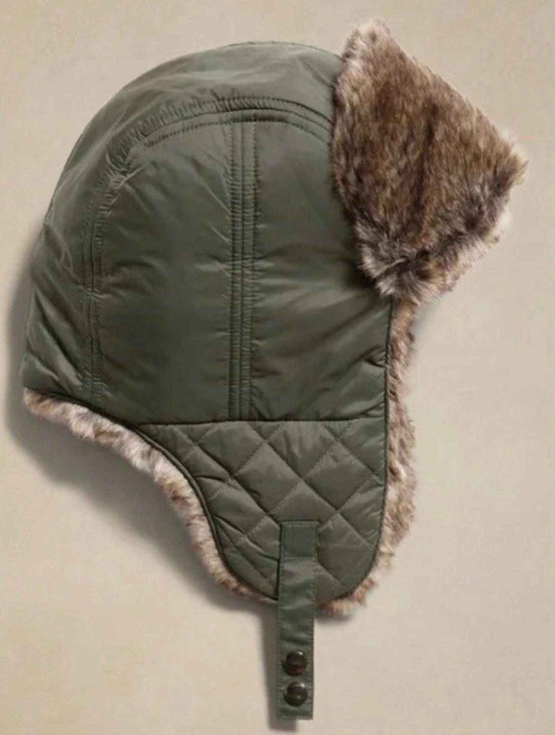 Banana Republic Trapper Hat Mens Small/Med Fur Lined Ear Flap NWT! Army Green C2