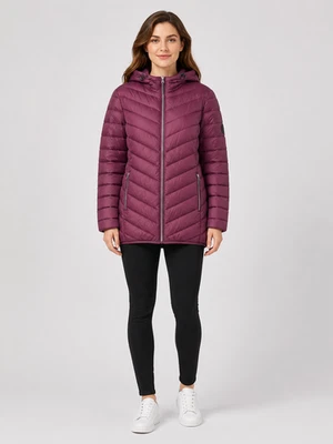 Zizzi Damen Jacke Casally leichte Steppjacke Übergröße mit Kapuze Aubergine XXL - Bild 1 von 4