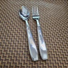 Weighted Soup Spoon & Dinner Fork - Heavy Weight Oversized Handles 8" - 7 oz