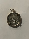 Genovese Silver Denaro Coin Pendant 1250-1550 AD mounted in gold setting — photo 2